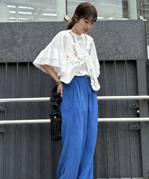 ROSE BUD(ローズバッド)の「FRILL BIG TEE(Tシャツ/カットソー・レディース・ブラック/ホワイト/カーキ・ONE SIZE)」の9枚目の写真