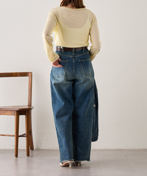 SHENERY（シーナリー）の「《新色登場！/程よいシアー感》レーヨン混シアープルオーバー（Tシャツ/カットソー・レディース・ライトグレー/イエロー/オフホワイト/グレイッシュベージュ/ブラック・FREE）」の18枚目の写真