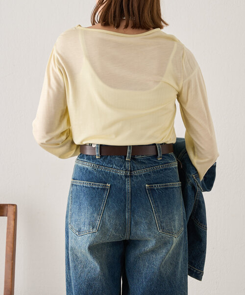 SHENERY（シーナリー）の「《新色登場！/程よいシアー感》レーヨン混シアープルオーバー（Tシャツ/カットソー・レディース・ライトグレー/イエロー/オフホワイト/グレイッシュベージュ/ブラック・FREE）」の12枚目の写真