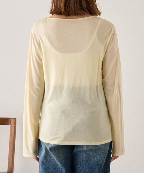 SHENERY（シーナリー）の「《新色登場！/程よいシアー感》レーヨン混シアープルオーバー（Tシャツ/カットソー・レディース・ライトグレー/イエロー/オフホワイト/グレイッシュベージュ/ブラック・FREE）」の7枚目の写真