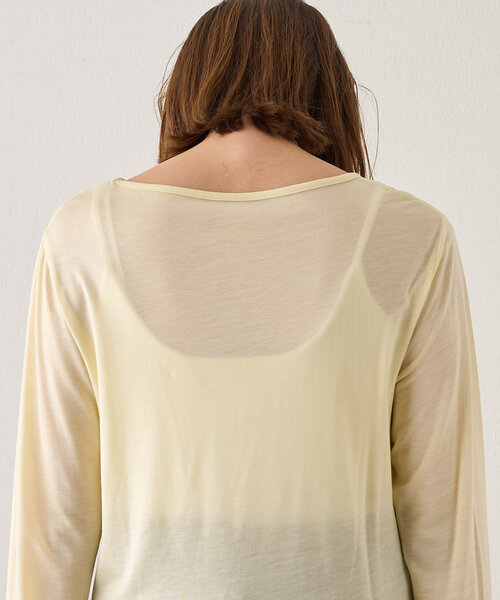 SHENERY（シーナリー）の「《新色登場！/程よいシアー感》レーヨン混シアープルオーバー（Tシャツ/カットソー・レディース・ライトグレー/イエロー/オフホワイト/グレイッシュベージュ/ブラック・FREE）」の9枚目の写真