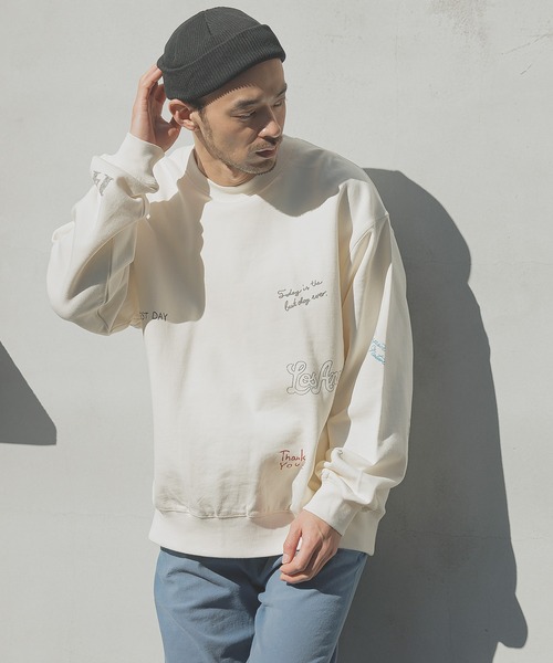 BAYFLOW（ベイフロー）の「[遊び心がかわいい]落書きプリントスウェットプルオーバー（スウェット・メンズ・チャコールグレー/グレー/アイボリー・MEDIUM/LARGE）」の14枚目の写真