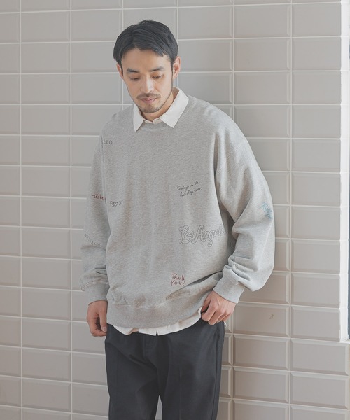 BAYFLOW（ベイフロー）の「[遊び心がかわいい]落書きプリントスウェットプルオーバー（スウェット・メンズ・チャコールグレー/グレー/アイボリー・MEDIUM/LARGE）」の6枚目の写真