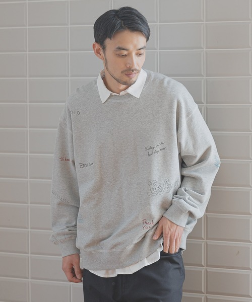 BAYFLOW（ベイフロー）の「[遊び心がかわいい]落書きプリントスウェットプルオーバー（スウェット・メンズ・チャコールグレー/グレー/アイボリー・MEDIUM/LARGE）」の7枚目の写真