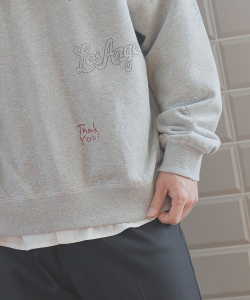 BAYFLOW（ベイフロー）の「[遊び心がかわいい]落書きプリントスウェットプルオーバー（スウェット・メンズ・チャコールグレー/グレー/アイボリー・MEDIUM/LARGE）」の8枚目の写真