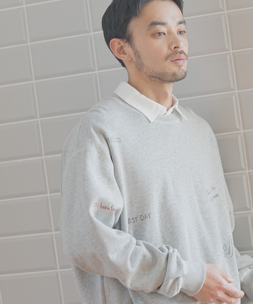 BAYFLOW（ベイフロー）の「[遊び心がかわいい]落書きプリントスウェットプルオーバー（スウェット・メンズ・チャコールグレー/グレー/アイボリー・MEDIUM/LARGE）」の9枚目の写真