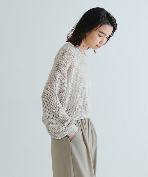 URBAN RESEARCH（アーバンリサーチ）の「『WEB/一部店舗限定カラー』透かし柄ルーズニット（ニット/セーター・レディース・ブラック/オフホワイト/アイボリー/グレー系その他・FREE）」の10枚目の写真