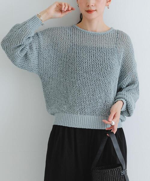 URBAN RESEARCH（アーバンリサーチ）の「『WEB/一部店舗限定カラー』透かし柄ルーズニット（ニット/セーター・レディース・ブラック/オフホワイト/アイボリー/グレー系その他・FREE）」の18枚目の写真