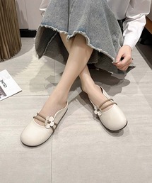 【shoes 365】フラワーデザインストラップミュールシューズ (SS)