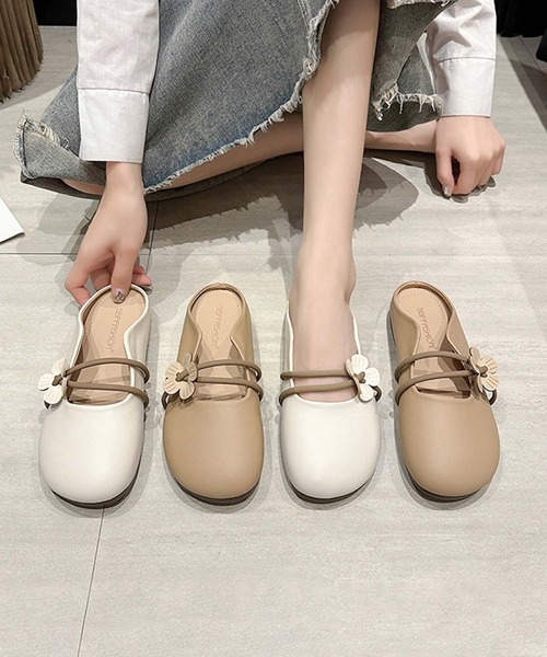 shoes365(シューズスリーシックスファイヴ)の「【shoes 365】フラワーデザインストラップミュールシューズ (SS)(スリッポン・レディース・オフホワイト/ベージュ・23.0cm/22.5cm/25.0cm/24.5cm/24.0cm/23.5cm)」の6枚目の写真