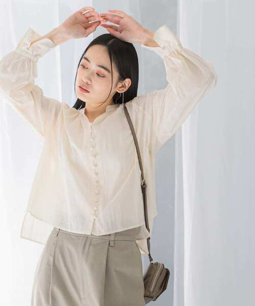 URBAN RESEARCH ROSSO WOMEN（アーバンリサーチ　ロッソ）の「ボタンデザインショートシャツブラウス（シャツ/ブラウス・レディース・キャメル/ミント/アイボリー・FREE）」の20枚目の写真