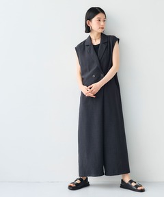 Plage コットンリネン Back V オールインワン 36 Plage コットンリネン Back V オールインワン 36