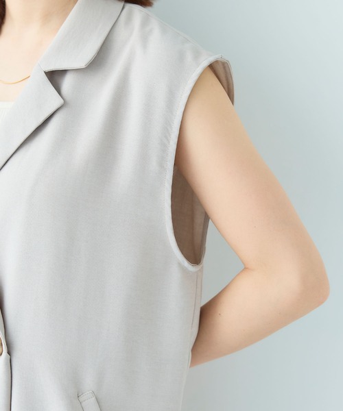 CROSS FUNCTION（クロスファンクション）の「《シワになりにくい》サマナチュラ リネンライクテーラードジャンプスーツ【CF/クロスファンクション】（つなぎ/オールインワン・レディース・ライトベージュ/チャコールグレー・M/L）」の20枚目の写真