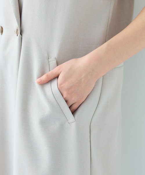 CROSS FUNCTION（クロスファンクション）の「《シワになりにくい》サマナチュラ リネンライクテーラードジャンプスーツ【CF/クロスファンクション】（つなぎ/オールインワン・レディース・ライトベージュ/チャコールグレー・M/L）」の21枚目の写真