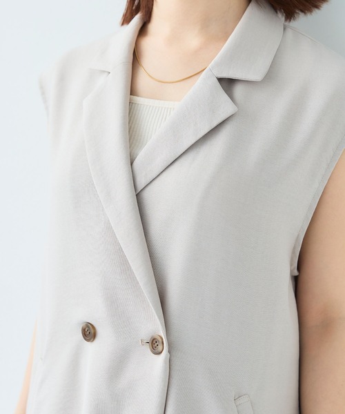 CROSS FUNCTION（クロスファンクション）の「《シワになりにくい》サマナチュラ リネンライクテーラードジャンプスーツ【CF/クロスファンクション】（つなぎ/オールインワン・レディース・ライトベージュ/チャコールグレー・M/L）」の19枚目の写真