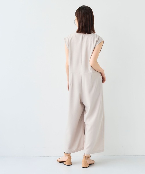 CROSS FUNCTION（クロスファンクション）の「《シワになりにくい》サマナチュラ リネンライクテーラードジャンプスーツ【CF/クロスファンクション】（つなぎ/オールインワン・レディース・ライトベージュ/チャコールグレー・M/L）」の15枚目の写真