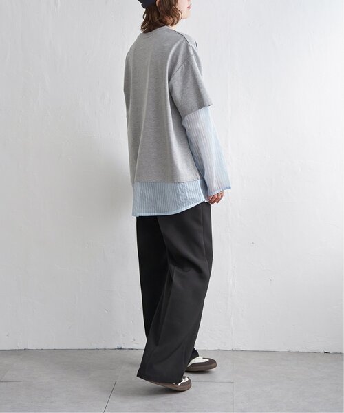 notch.(ノッチ)の「シアーストライプレイヤードプルオーバー(Tシャツ/カットソー・レディース・オフホワイト/チャコール/ライトグレー・M)」の13枚目の写真
