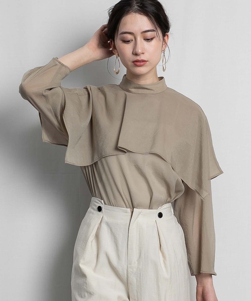 RAW FUDGE（ローファッジ）の「ハンカチーフヘムケープブラウス（シャツ/ブラウス・レディース・ホワイト/モカ/ブラック・M）」の3枚目の写真