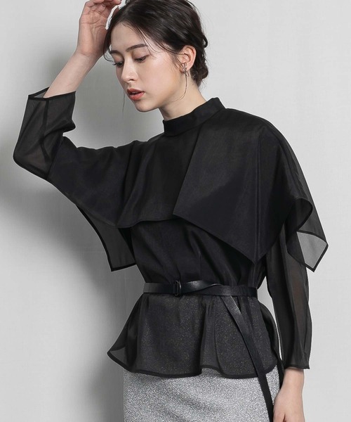 RAW FUDGE（ローファッジ）の「ハンカチーフヘムケープブラウス（シャツ/ブラウス・レディース・ホワイト/モカ/ブラック・M）」の22枚目の写真