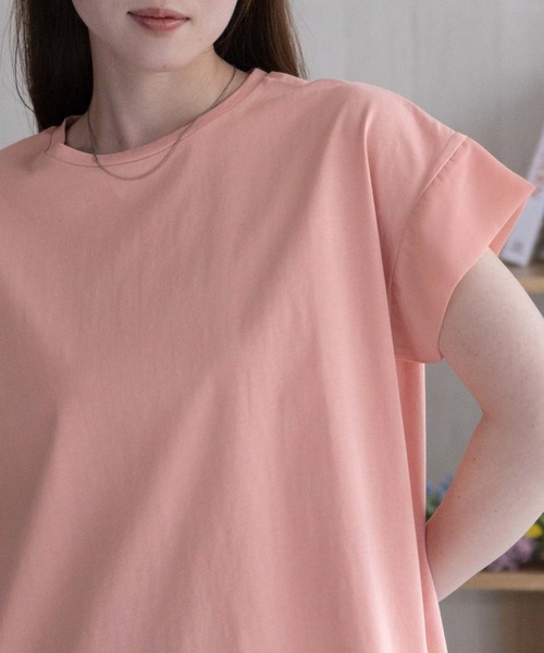 HusHusH（ハッシュアッシュ）の「HusHusH 袖切替プルオーバー（Tシャツ/カットソー・レディース・コーラルピンク/ブラック/サックスブルー/オフホワイト/チャコールグレー・M/L）」の5枚目の写真