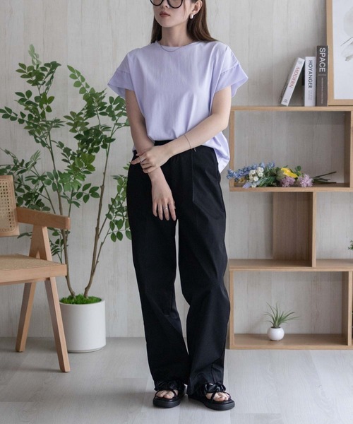 HusHusH（ハッシュアッシュ）の「HusHusH 袖切替プルオーバー（Tシャツ/カットソー・レディース・コーラルピンク/ブラック/サックスブルー/オフホワイト/チャコールグレー・M/L）」の12枚目の写真