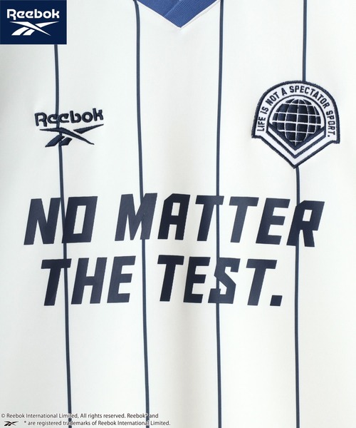 Reebok(リーボック)の「Reebok/リーボック オーバーサイズ ゲームシャツ サッカーユニフォーム ロゴ ワッペン ワンポイント刺繍 ストライプ 半袖Tシャツ/Vネック 襟ライン ポロシャツ/レディース メンズ(Tシャツ/カットソー・メンズ・ブラック/サックスブルー/ホワイト/チャコール・M/L/LL)」の10枚目の写真
