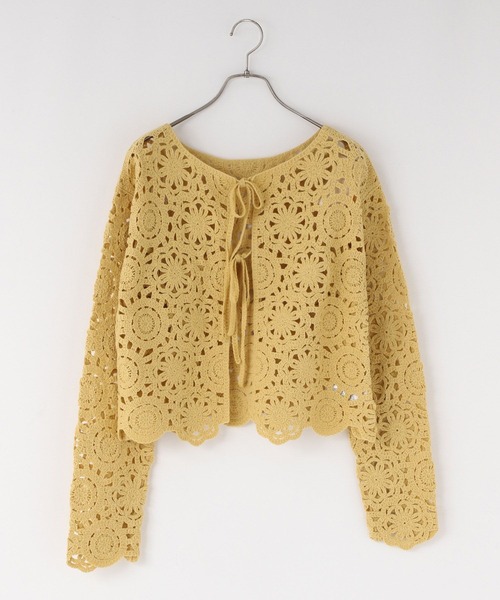 LOWRYS FARM（ローリーズファーム）の「クロシェ２ＷＡＹカーディガン　324470（カーディガン/ボレロ・レディース・ブラック/アイボリー/イエロー・FREE）」の3枚目の写真