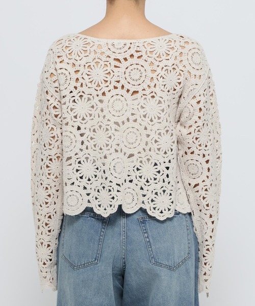 LOWRYS FARM（ローリーズファーム）の「クロシェ２ＷＡＹカーディガン　324470（カーディガン/ボレロ・レディース・ブラック/アイボリー/イエロー・FREE）」の6枚目の写真