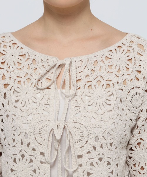 LOWRYS FARM（ローリーズファーム）の「クロシェ２ＷＡＹカーディガン　324470（カーディガン/ボレロ・レディース・ブラック/アイボリー/イエロー・FREE）」の7枚目の写真