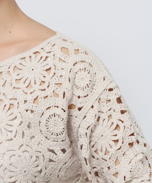 LOWRYS FARM（ローリーズファーム）の「クロシェ２ＷＡＹカーディガン　324470（カーディガン/ボレロ・レディース・ブラック/アイボリー/イエロー・FREE）」の9枚目の写真