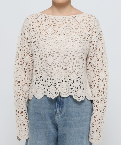 LOWRYS FARM（ローリーズファーム）の「クロシェ２ＷＡＹカーディガン　324470（カーディガン/ボレロ・レディース・ブラック/アイボリー/イエロー・FREE）」の13枚目の写真