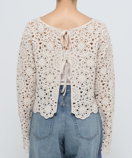 LOWRYS FARM（ローリーズファーム）の「クロシェ２ＷＡＹカーディガン　324470（カーディガン/ボレロ・レディース・ブラック/アイボリー/イエロー・FREE）」の14枚目の写真