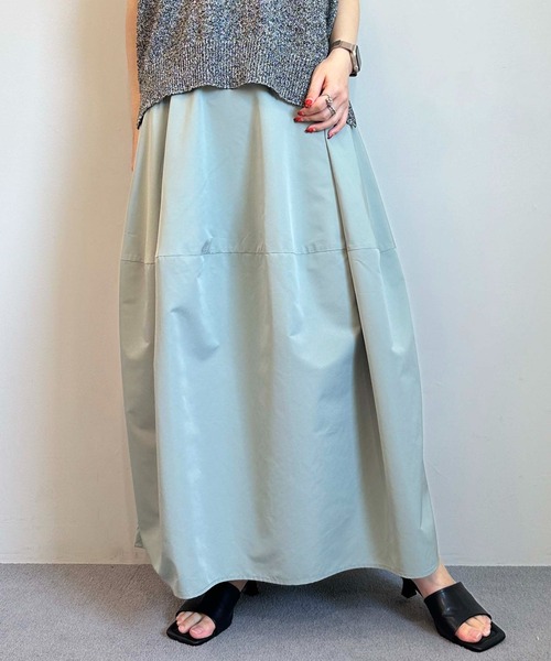 1chaku.(イッチャク)の「バレルデザインスカート(スカート・レディース・ブラック/ライトグリーン/チャコール/サンドベージュ/ライトブルーグレー・マルチサイズ)」の19枚目の写真