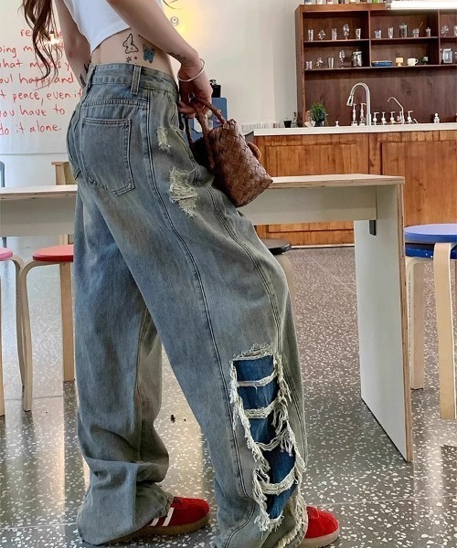 セール】クラッシュデニム_レディース（デニムパンツ）｜REBALANCE（リ