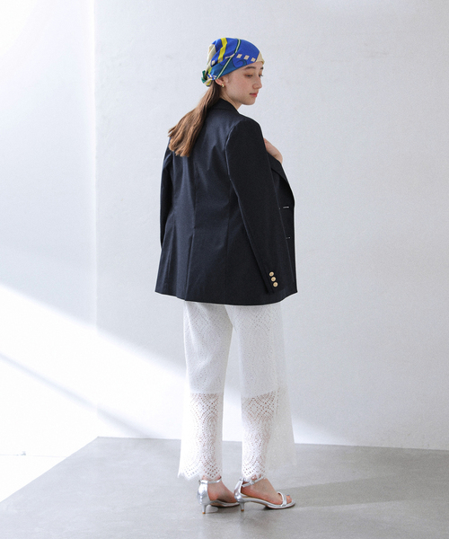 美品　La Totalite　24SS　ラトータリテ　ダブルジャケット　36 綿麻ストレッチダブルジャケット（テーラードジャケット）｜La