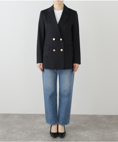 La TOTALITE(ラトータリテ)の「T/Rダブルブレストジャケット(テーラードジャケット・レディース・ベージュ/ネイビー・38/36/40)」の9枚目の写真