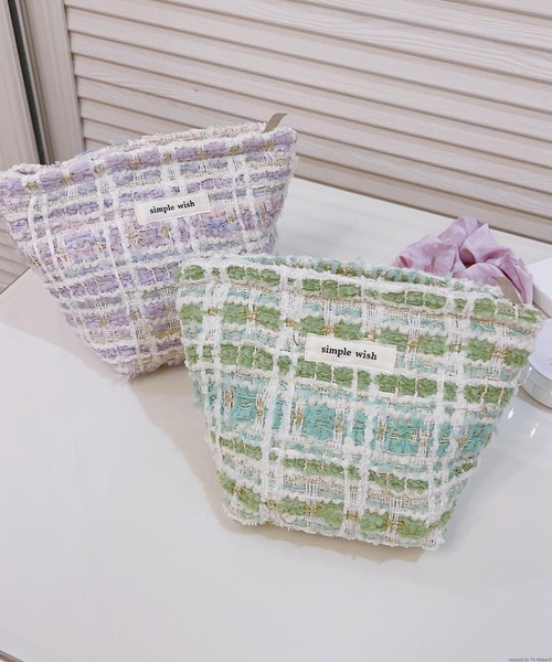 TONE SELECT GOODS(トーンセレクトグッズ)の「Liaa/ツイード チェック ポーチ A18580(ポーチ・レディース・グリーン/パープル・FREE)」の8枚目の写真