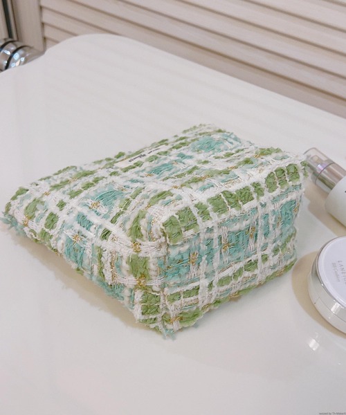 TONE SELECT GOODS(トーンセレクトグッズ)の「Liaa/ツイード チェック ポーチ A18580(ポーチ・レディース・グリーン/パープル・FREE)」の3枚目の写真