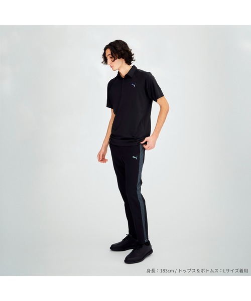 PUMA - M黒)pumaプーマhosi  半袖ポロシャツ &amp; 3/4丈パンツセット PUMA プーマ メンズ トレーニング パフォーマンス 半袖