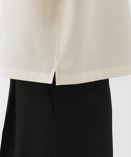 無印良品（ムジルシリョウヒン）の「婦人　風を通す　ストレッチサッカー　オープンカラー半袖シャツ（シャツ/ブラウス・レディース・ブルー系/オフホワイト/ブラック・XL/S/M/L）」の8枚目の写真