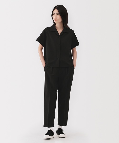 無印良品（ムジルシリョウヒン）の「婦人　風を通す　ストレッチサッカー　オープンカラー半袖シャツ（シャツ/ブラウス・レディース・ブルー系/オフホワイト/ブラック・XL/S/M/L）」の13枚目の写真