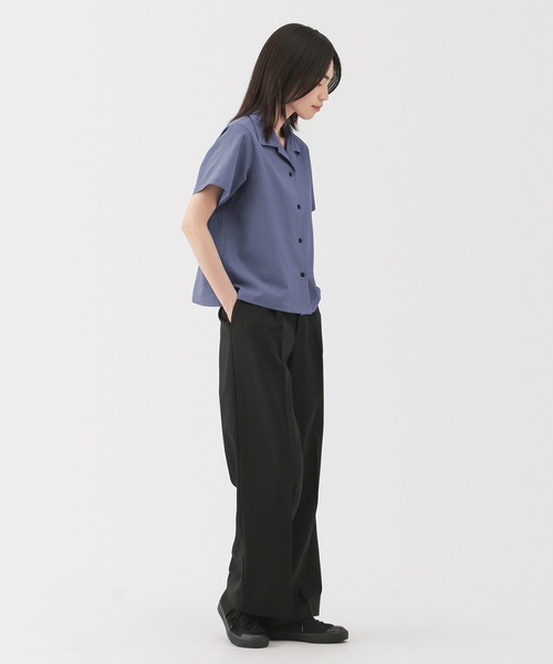 無印良品（ムジルシリョウヒン）の「婦人　風を通す　ストレッチサッカー　オープンカラー半袖シャツ（シャツ/ブラウス・レディース・ブルー系/オフホワイト/ブラック・XL/S/M/L）」の20枚目の写真