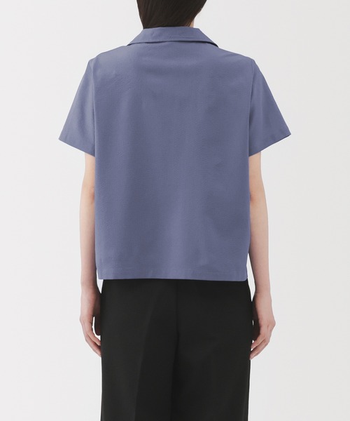 無印良品（ムジルシリョウヒン）の「婦人　風を通す　ストレッチサッカー　オープンカラー半袖シャツ（シャツ/ブラウス・レディース・ブルー系/オフホワイト/ブラック・XL/S/M/L）」の22枚目の写真