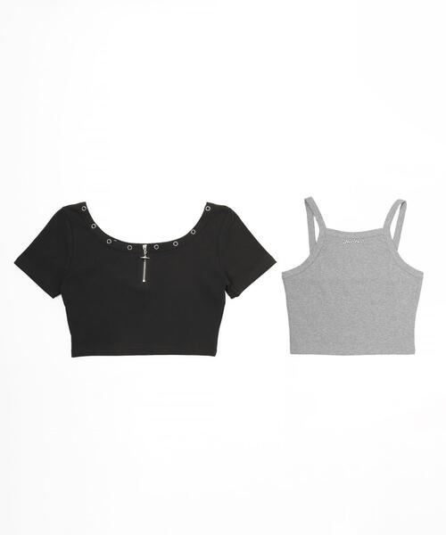 dispark(ディスパーク)の「DISPARK/【2点セット】フロントTwinkleジップキャミSETトップス(Tシャツ/カットソー・レディース・ブラウン/ブラック・FREE)」の22枚目の写真