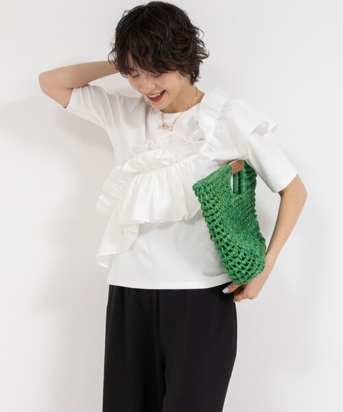 Nolley's☆RieMiller☆フリル付き3wayストレッチリブカットソー フリル付き3WAYストレッチリブカットソー | NOLLEY'S(ノーリーズ