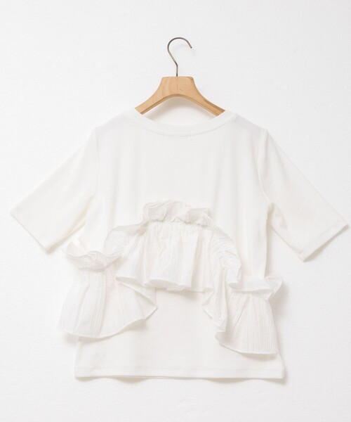 セール】フリル付き3WAYストレッチリブカットソー（Tシャツ