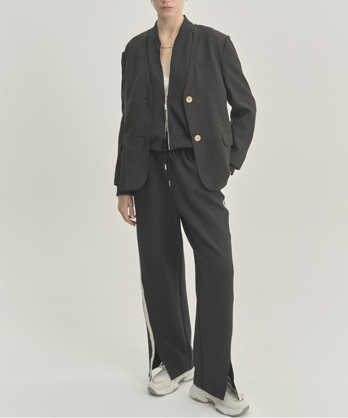 Muel Chic(ミュエルシック)の「Tung sheer jacket タングシアージャケット(テーラードジャケット・レディース・ブラック/ライトブルー/ラベンダー/オフホワイト・FREE)」の19枚目の写真