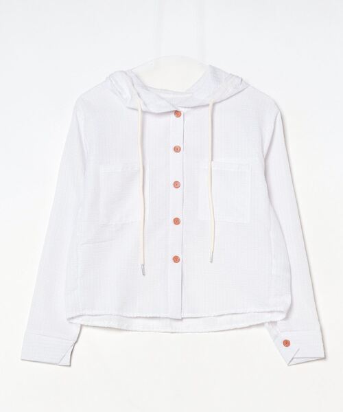 Per sist ence(パーシエンス)の「シアーストライプフード付きシャツ(シャツ/ブラウス・レディース・ブルー/ホワイト・LARGE/MEDIUM)」の7枚目の写真