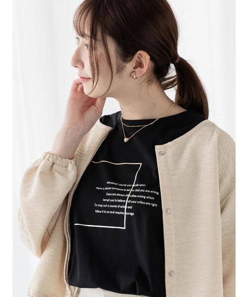 Te chichi TERRASSE（テチチテラス）の「箔ロゴプリントTシャツ（Tシャツ/カットソー・レディース・ブルー/オフホワイト/ブラック・F）」の8枚目の写真