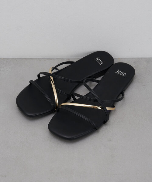 Jena espace merveilleux（ジェナ　エスパスメルヴェイユ）の「ラインフラットシューズ（サンダル・レディース・シルバー/ブラック/ベージュ・LARGE/MEDIUM）」の5枚目の写真